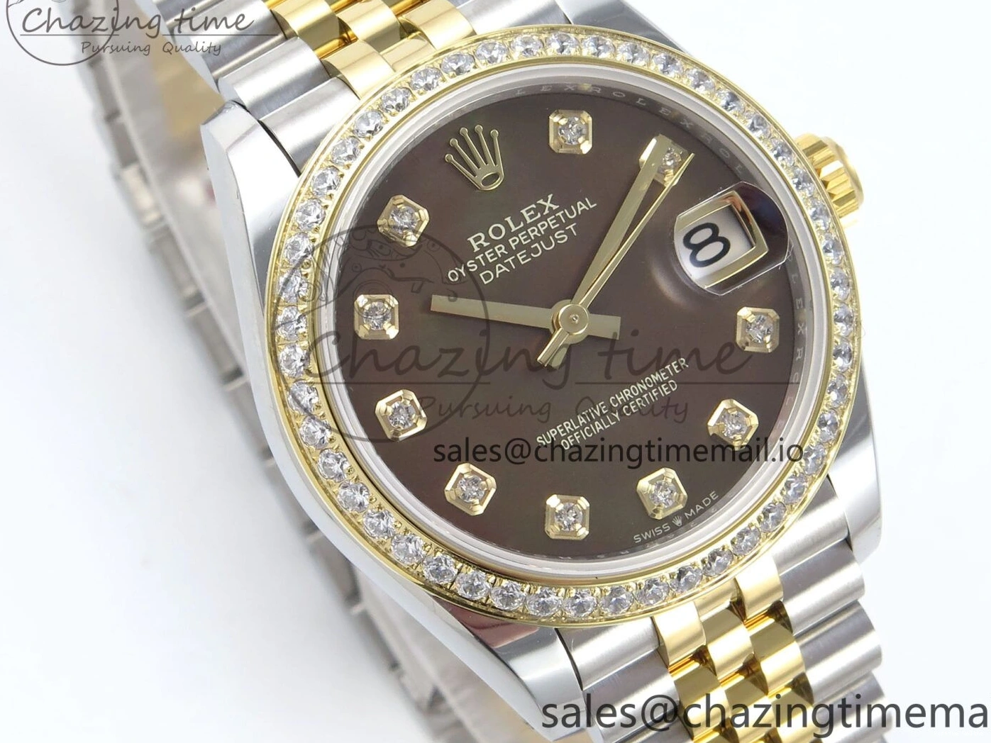 0515 DateJust 31 278383RBR ARF 1:1 Best Edition 904L Steel Brown Diamonds Dial Diamonds Bezel on SS YG Jubilee Bracelet ETA Snug 409